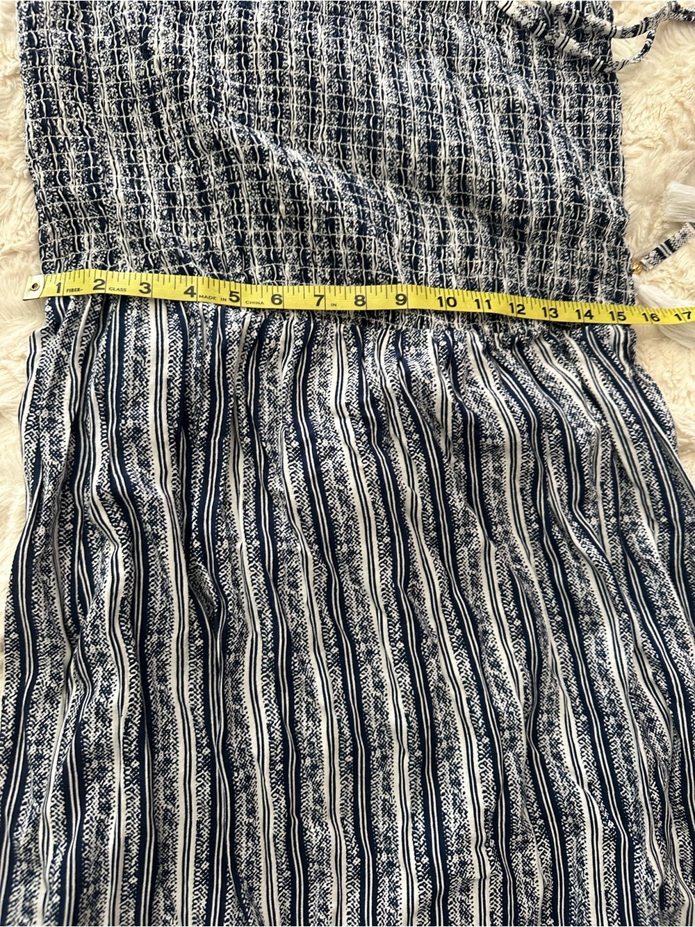 Beaches & Boho Striped Smocked Maxi Dress in Navy and White XL - Picture 5 of 5